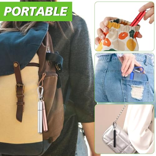 Reusable Straws 5Pack Collapsible Portable Metal Straw Reusable Foldable Stainless Steel Drinking Travel Telescopic Straw with Case, Straws Brush by INVODA - Image 2