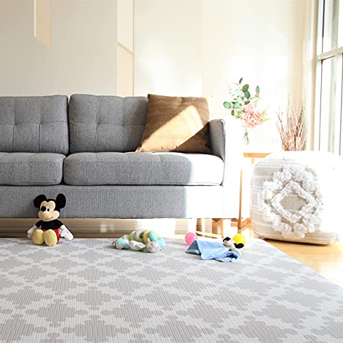 Stylish Reversible Foam Floor Mat | Play mat for Toddlers, Baby Play mat, Tummy time Crawling mat | Kids Play mat | Yoga Mat | Non-Toxic, Waterproof, Durable, Easy-to-Clean | Large Blue - Grey