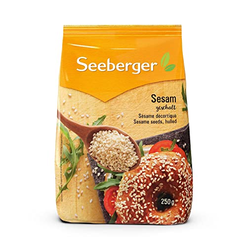 Seeberger Sésame décortiqué : Graines entières de sésame - comme ingrédient, pour la cuisine et la décoration de plats - sans additifs, vegan (1 x 250 g)
