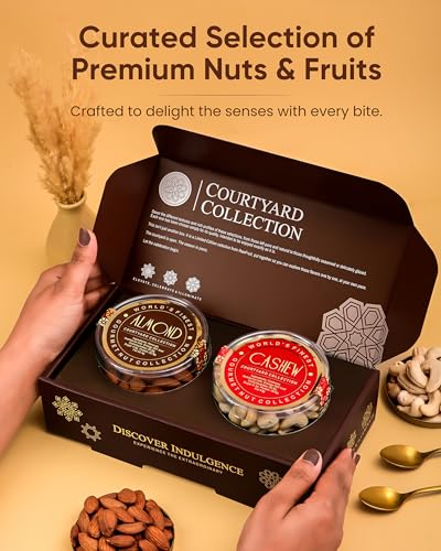 Image of Hyperfoods Rakhi Hamper for Brother Rakhi Gift for Brother Dry Fruits Gift Hamper 250g RawFruit Courtyard Collection Pack of 2 Dry Fruits Gift Box with Rakhi Set of 3 DryFruits Gift Pack