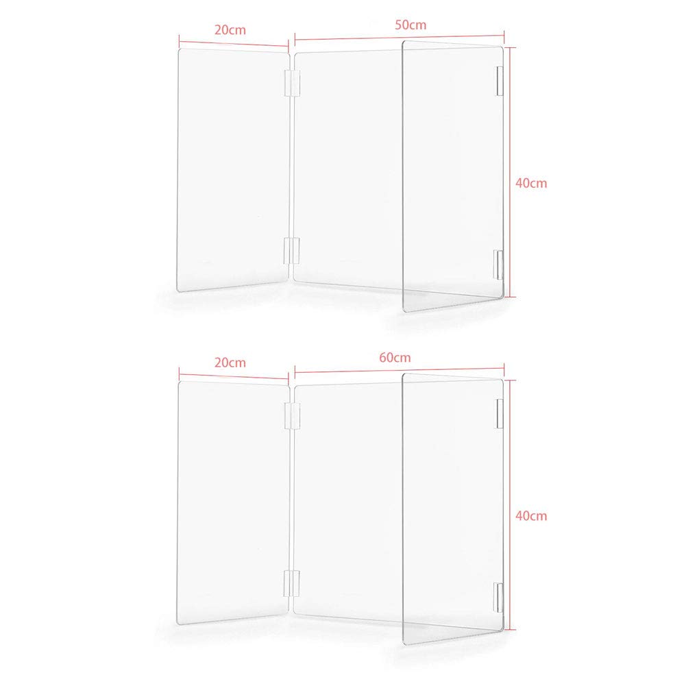 NANANA Mamparas de Protección de Metacrilato, Pantalla Protección Transparente para Colgar Farmacia Tiendas Hostelería Gimnasio Oficina, Fácil Montaje, Tamaño, 600x400x200MM