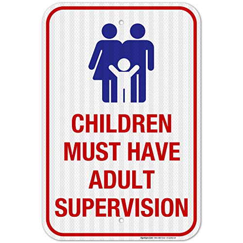 Cartel para Piscina, Niños con Supervisión Adulta, 12x18 Pulgadas miniatura 1