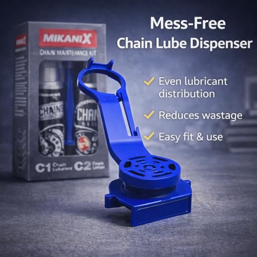 Image of MIKANIX Combo of Bike Chain Lubricant and Chain Cleaner Spray with Cleaning Brush | Chain Oiler Nozzle Dispenser | Clean | Shine Motorcycle and Bicycle Chain (Pack of 4) (150 ML)