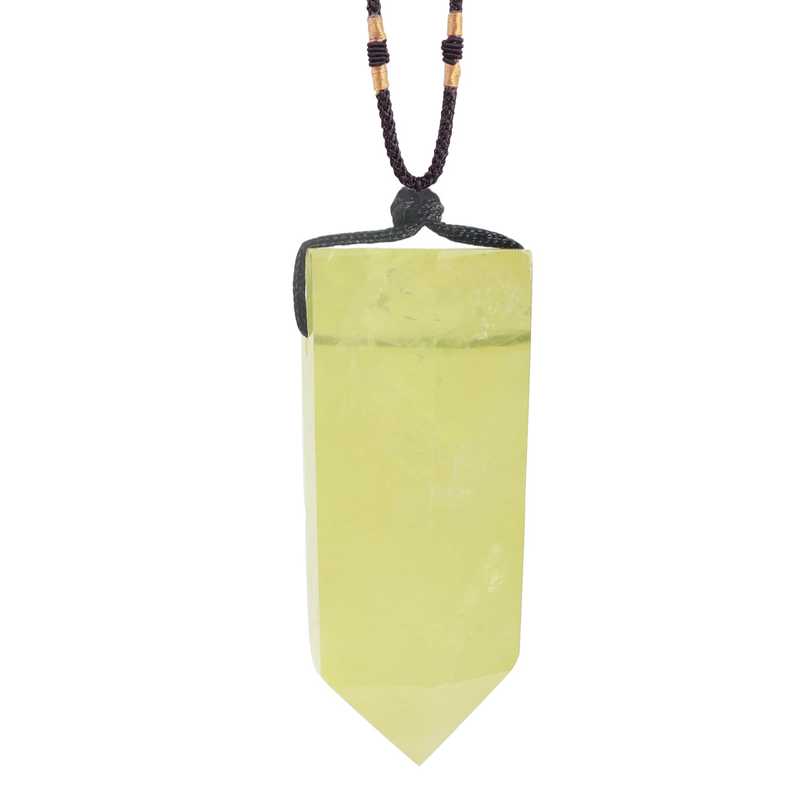 Anjiucc Natural Gemstone Pendulum Pendant Necklace with Adjustable Rope, Male and Female Necklace