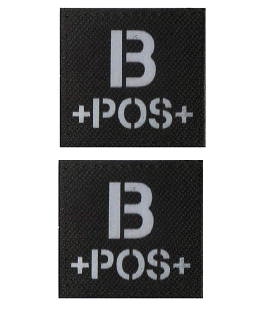 IR Reflective Tactical Blood Type Group Morale Compatible with Black Type B Positive Nylon Patches Badges Appliques (Compatible with Black Type B Positive)