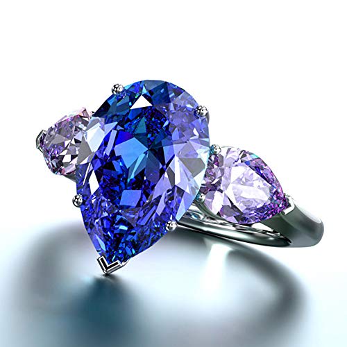 Bague en forme de poire bleu-violet style Feng Shui pour la création de bijoux uniques