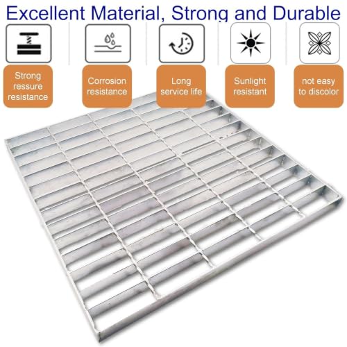 Image of Galvanized Steel Drain Grate, Driveway Channel Cover 20x20 in