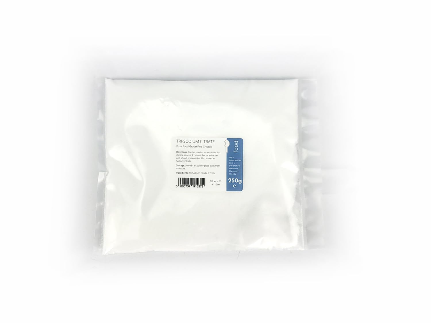 Intralabs Sodium Citrate 250G - Salt Buffer, Vegan, Preservative, Gluten Free, Gmo Free