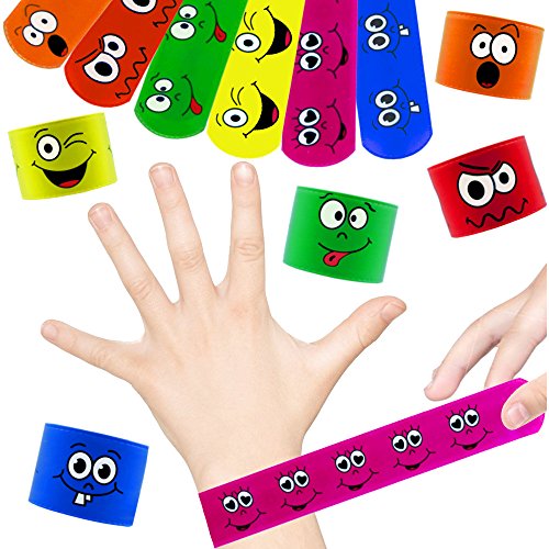 German Trendselleru00ae - 24 x pulseras de palmada smily?sonriente brazalete ?fiestas infantiles? idea de regalo?piñata?cumpleaños de niños?bolsas sorpresa? 24 unidades