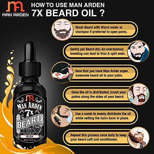 Image of Man Arden 7X Beard Oil 30ml (Musk) - 7 Premium Oils Supports Beard Growth & Nourishment