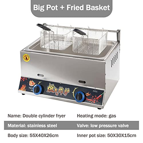 Gas-Fritteuse, Arbeitsplatte, Edelstahl-Fritteuse, Propangas-Fritteuse, rutschfest, leicht zu reinigen, Lebensmittelerhitzer, Fritteuse, Edelstahl-Tankfritteusen für kommerzielle Gasfritte – Bild 4