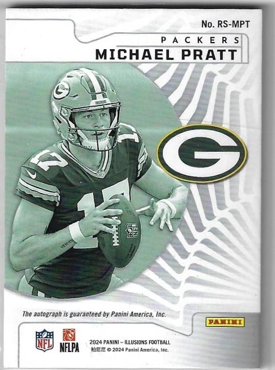 Michael Pratt Autographed Rookie Signs Rookie Card Auto Special Insert Collectible Football Card - 2024 Illusions Football Card #RS-MPT (Packers)