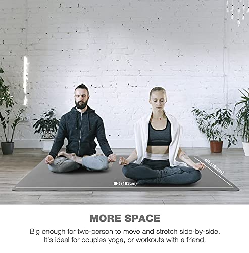 Large Yoga Mat For Men And Women - 6'X4'X6Mm, Extra Wide Tpe Fitness Mat For Home Gym Workout, Non-Slip, Perfect For Barefoot Exercise (Yoga, Pilates, Stretching, Meditation) #TOP4