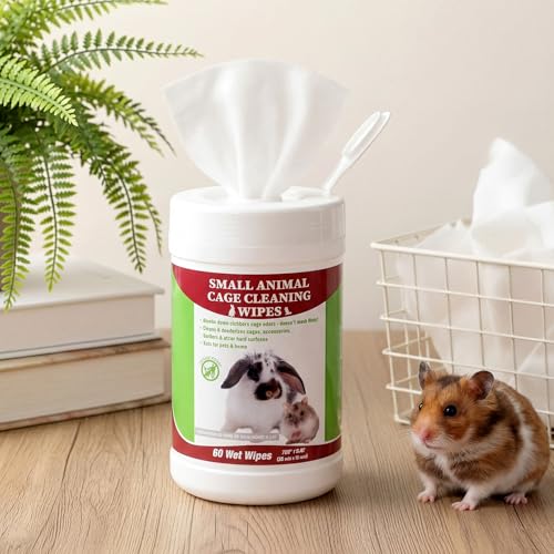 Image of 1 Pack Small Animal Cage Wipes 60 Count Small Animal Cage Clean up Wipes Removes Stubborn Caked-on Hamster Cages Cleaner for Pet Bunny Supplies Cleaning Deodorizing