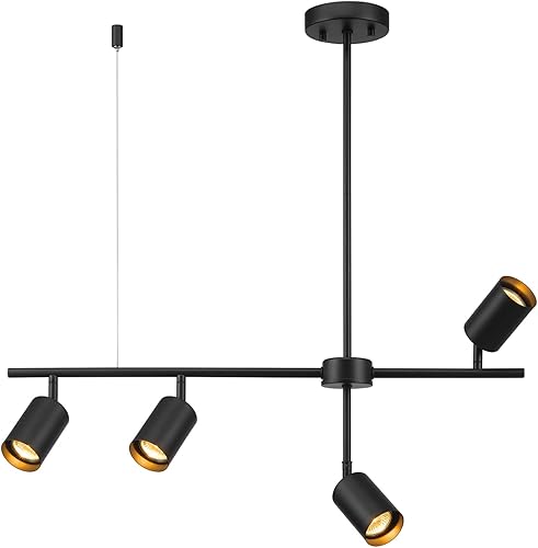 Miniatura 6 de Globe Electric 64000048 Iluminación geométrica de pista de 4 luces de altura ajustable, negro mate, luz de techo, cabezales de luz de pista,