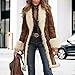 Movnebyro Womens Faux Suede Leather Jacket Winter Sherpa Lined Coat 70s Vintage Western Jacket Oversized Notch Lapel Overcoat