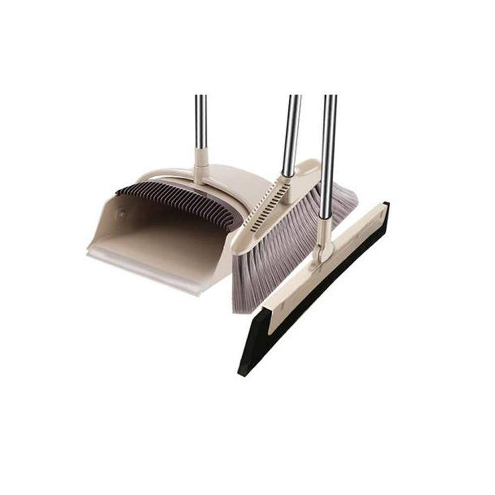 Brosse avec manche à balai long REY G et pelle coupe-vent marron kit 3 pièces