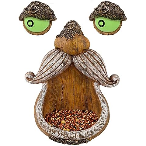 Juegoal Tree Face Decor Bird Feeder Outdoor, Eyes Glow in Dark Fun Old Man Tree Hugger Sculpture Yard Art Garden Lawn Ornament Decoration Cover