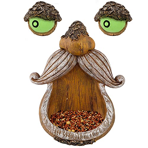 Juegoal Tree Face Decor Bird Feeder Outdoor, Eyes Glow in Dark Fun Old Man Tree Hugger Sculpture...