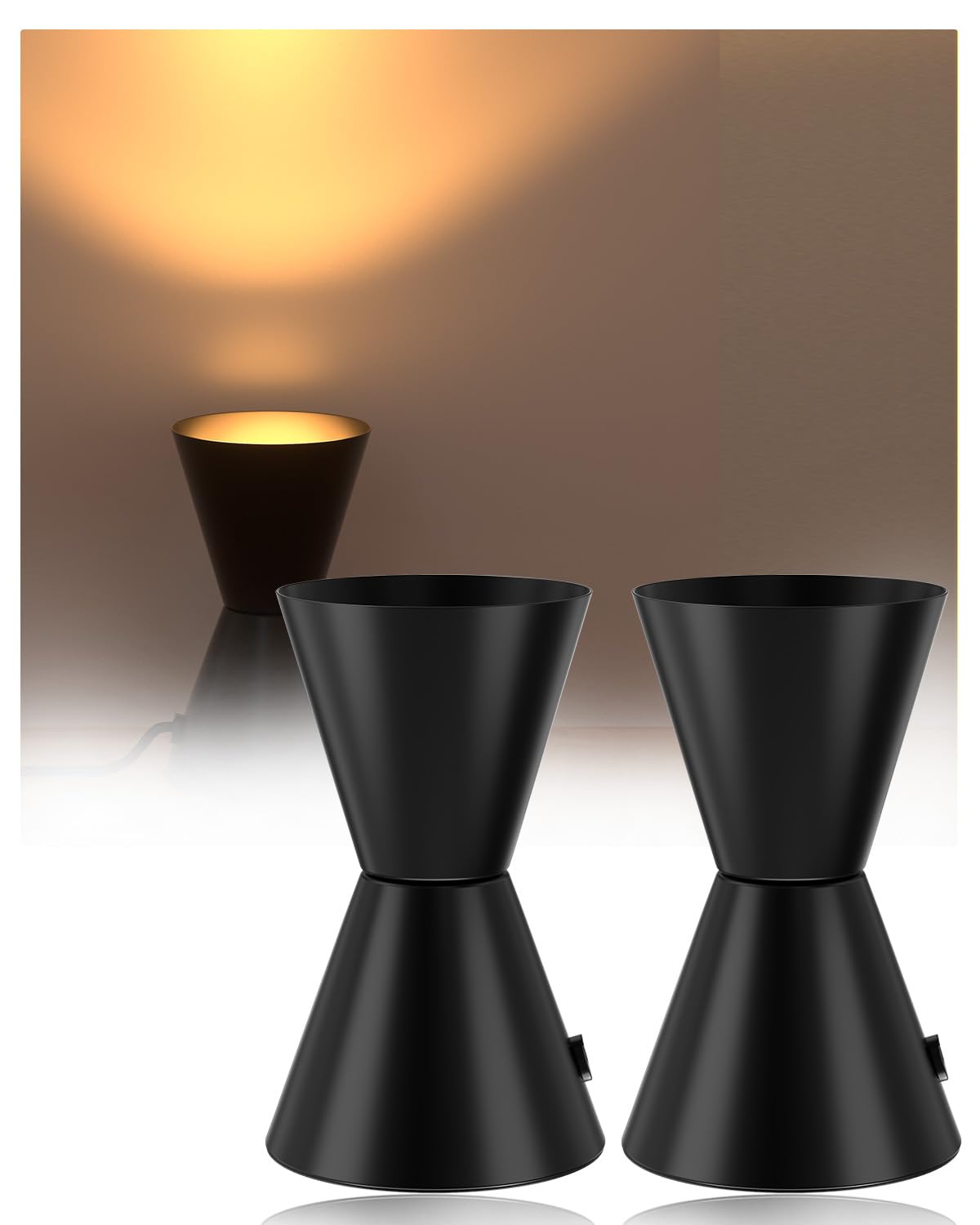 HeatingLux Uplighter Indoor Floor uplighter Spotlight Black, Picture Light Up Lights Indoor 3000K Warm White, Uplighting Spot Light,Floor Uplighters Plant 6W with E14 LED Lamp and Foot Switch (2-Pack)