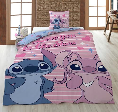 Stitch Angel Love You to The Stars Housse de Couette 140x200 + Taie 65x65