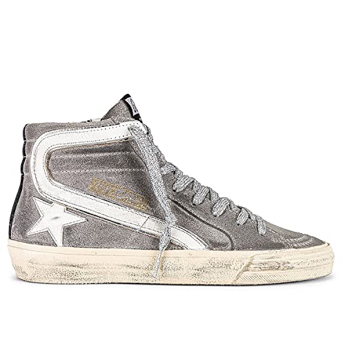 Golden Goose Slide Waxed Suede Upper Leather Star and List Laminated Wave Womens Distressed Sneakers