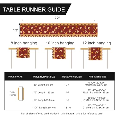 Image of Seliem Fall Pumpkin Table Runner, Red Autumn Thanksgiving Polka Dot Kitchen Dining Table Decor, Seasonal Burlap Home Decoration Indoor Outdoor Party Supply 13 x 72 Inch