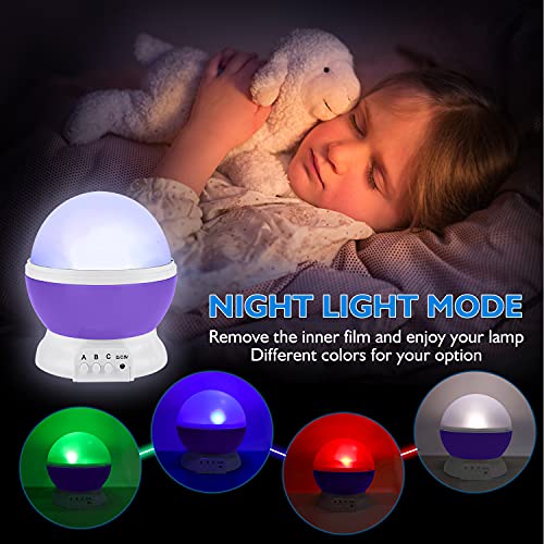 Image of RICTLY Night Light for Kids, Kids Night Light Nebula 360 Degree Rotation - 4 LED Bulbs 12 Light Color Star Projector Changing with USB Cable, Romantic Gifts for Men Women Children