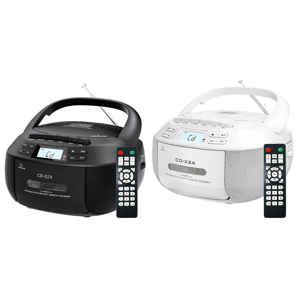 Lettore CD portatile con Bluetooth, radio AM/FM, unità flash USB e batteria integrata, lettore CD per la casa in ABS, Bianco