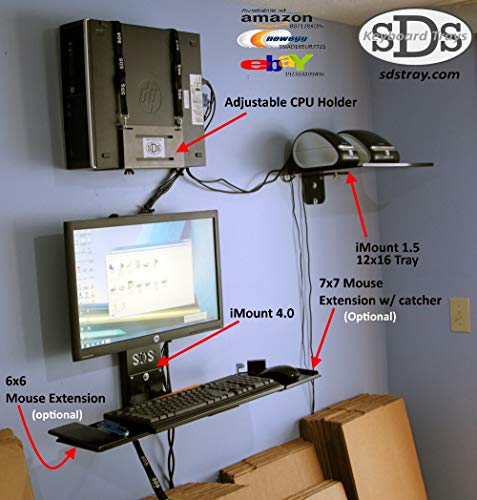 Sds Imount 4.0 Adjustable Vesa Monitor & Keyboard Wall Mount Bracket With Tilt & Fold-Up, Black, Workstation, 100Mm & 75Mm Vesa, Small Footprint, Mounts Direct To Wall, Small Hdpe Tray 7X18 #TOP3