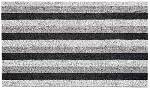 Gorilla Grip Premium Tufted Bristles Doormat, Boot Scraper, 48x36, Easy Clean, Soft Durable Absorbent Striped Front Door Mats, Heavy Duty Mat for Indoor, Outdoor Entrance, Patio, White and Gray