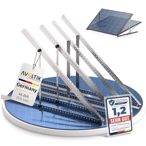 Avoltik Balkonkraftwerk Halterung im 2er Set (bis 114cm) I Halterung für 2 Solarpanel-Module I Verstellbar von 0-90 I Ideal für Dach Balkon & Boden