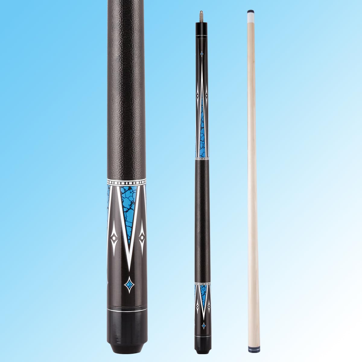 Teekerwang Billiards Short Pool Cue Stick, 48inch Billiard Cue Sticks, Table Pool Stick for Beginners, Hardwood Canadian Maple Pool Sticks for Billiard Table Sports (One Blue 18OZ)