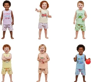 GSM WARDROBE Kids Boys Summer Cotton Vest & Bloomers Set | Sleeveless Innerwear Pack of 6+6 | Vest & Shorts Combo Price In India