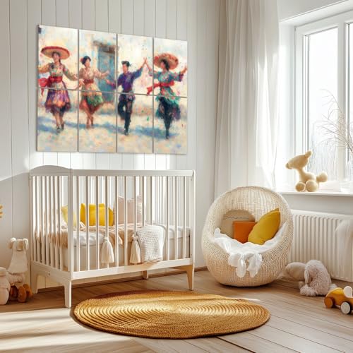 Paquete de 8 paneles acústicos decorativos de arte mexicano con sombreros tradicionales de paja, fajas rojas, paneles de absorción de sonido 48"x32", reducción de ruido y decoración para oficina miniatura 6