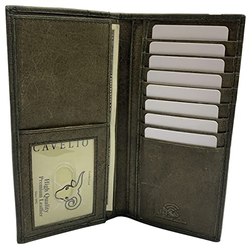 Mens Wallet Long-RFID Wallet for Men with US Flag, Leather Long Wallet for Men Bifold Blocking Wallet - Gifts for Him (Green)2