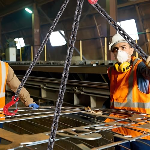VEVOR 2-Strang Kettengehänge, 1,8 m Krankette mit Haken, G80 Forstkette, 2993 kg Anschlagketten für Motorzüge, G80 Motorhebekette Ø 8 mm Chokerkette Gabelkopfhaken, Hohe Festigkeit Krangehänge
