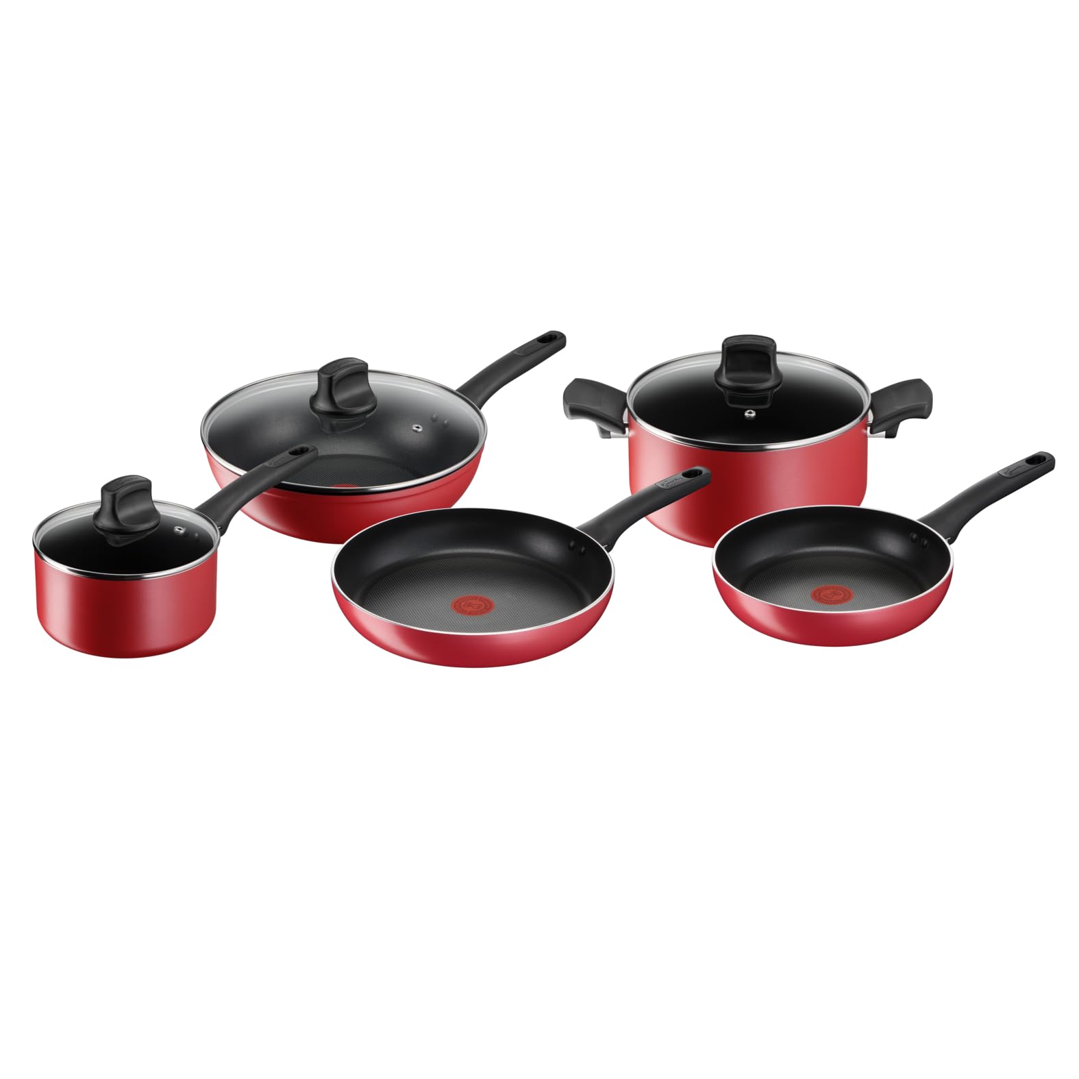 Lagostina Cucina Mediterranea Set di Padelle Antiaderenti in Alluminio,8 Pezzi, Batteria Pentole Induzione, Gas e Forno, Indicatore Cottura Thermo-Signal, Manici Ergonomici in Bakelite