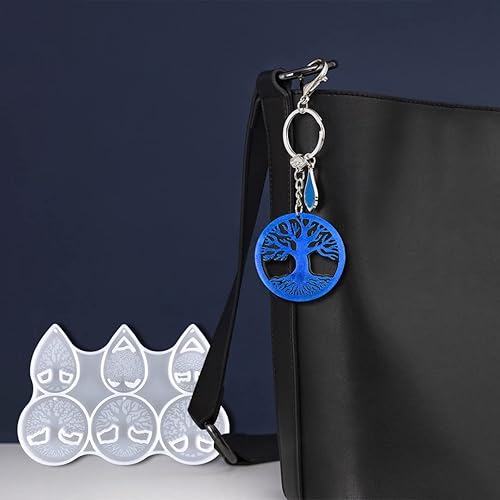 Miniatura 6 de Zayookey Molde de resina para llavero, moldes de silicona para llavero de árbol de la vida, moldes de resina epoxi, molde colgante con agujero con