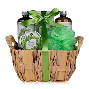 Accentra Badset met aloë vera, prachtige 6-delige verzorgingsset, cadeauset, spa-set voor elke gelegenheid, groen