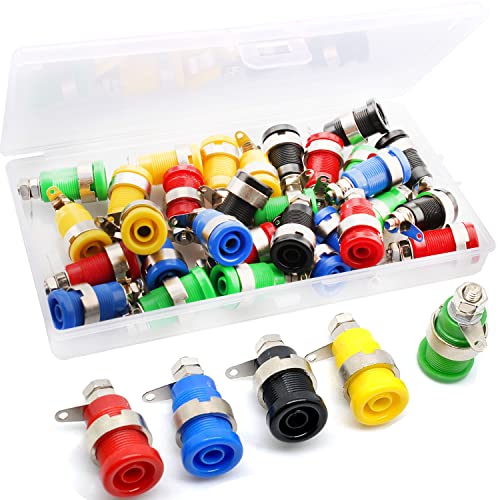 RUNCCI-YUN Lot de 30 4mm Fiche Banane Douille, Fiche Banane Femelle, 4mm fiche Enceinte, Haut-Parleur Reliure Femelle Post Socket Jack, embase Haut Parleur,5...