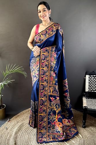 Image of SGF11 Women's Kanjivaram Pure Soft Silk Saree With Unstitched Blouse Piece
