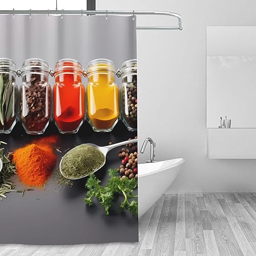 Rideau de douche imprimé condiments et épices 183 cm