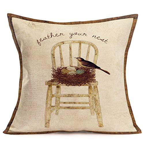 Vintagerusticboardstylethrowpillowcoverscottonlinenretrobirdnestthymefloralbeedecorativepillowcovers18x18countryfarmhousegardenthrowpillowcasecushioncover4packbirdbee  Urban Country Home Decor Vintage rustic board style throw pillow covers cotton linen retro bird nest thyme floral bee decorative pillow covers 18×18 country farmhouse garden throw pillow case cushion cover 4 packbird bee  urban country home decor