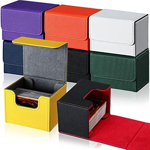 Vicenpal 8 Pack Card Deck Case Bulk, Sleeved Leather Card Boxes, Magnetic Card Game Box with Sleeves for 100 Plus Playing Cards Box Compatible with MTG/TCG, 8 Colors(Horizontal Style) Cover