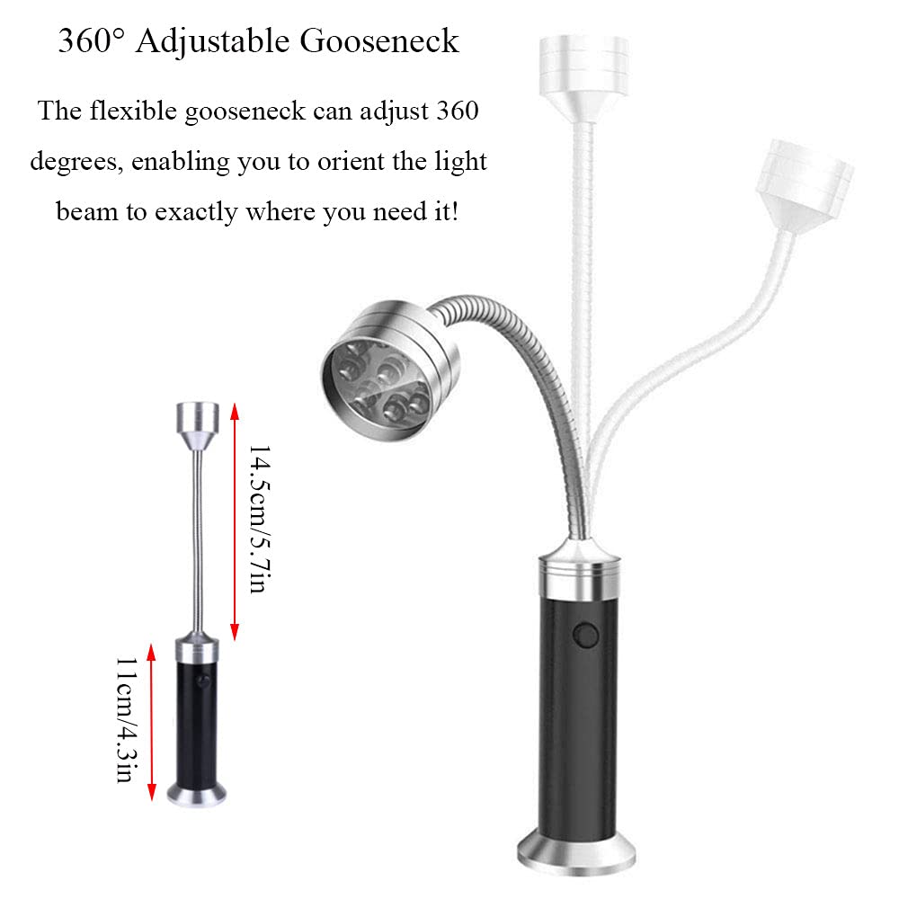 SEIWEI Juego de luces para parrilla, potente base magnética, luces LED superbrillantes para barbacoa, cuello de cisne flexible de 360 grados con caja de almacenamiento para luces de parrilla al aire