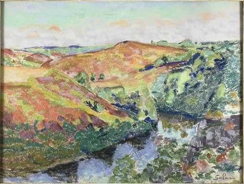 Cuadro en lienzo Paesaggio a Crozant de Jean Baptiste Guillaumin para pared de 60x90cm