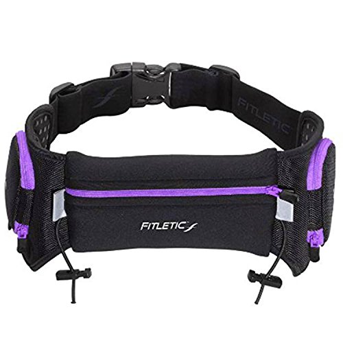 Fitletic Hiking Hydration Belt | Water Bottle Belt | Patented Retractable Zippered Holsters