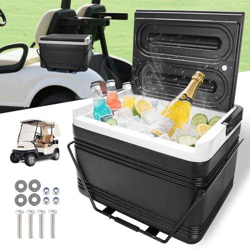 Roykaw Portable Golf Cart Ice Cooler, 8L Ice Box for 48 H Cooling, Chest Box with Mounting Bracket, Compatible with EZGO/Club Car/Yamaha, for Camping, Fishing