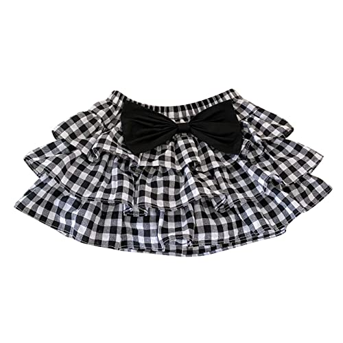 Baby Girls Plaid Layered Tutu Skirt Toddler Girls Princess Skirts Birthday Party Casual Skirt (Black, 18-24 Months)